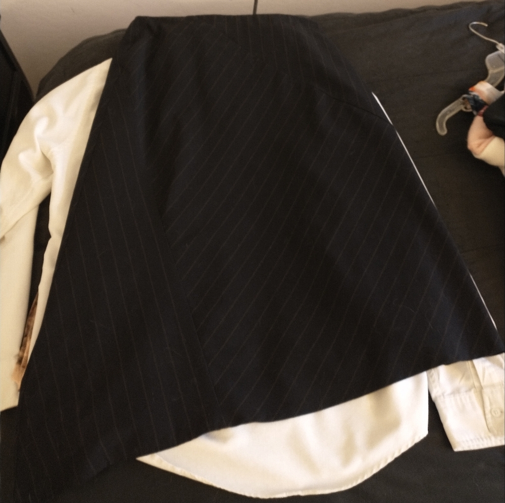 Worthington black with brown striped skirt. Large. Fully lined.